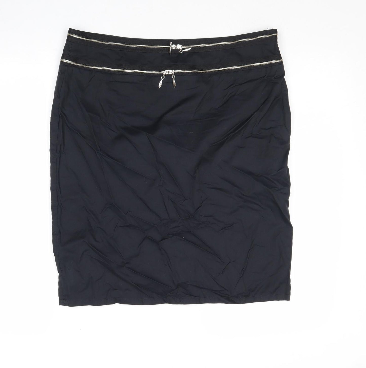 Warehouse Womens Black Cotton Straight & Pencil Skirt Size 14 Zip