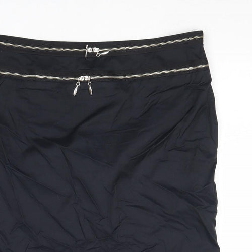 Warehouse Womens Black Cotton Straight & Pencil Skirt Size 14 Zip