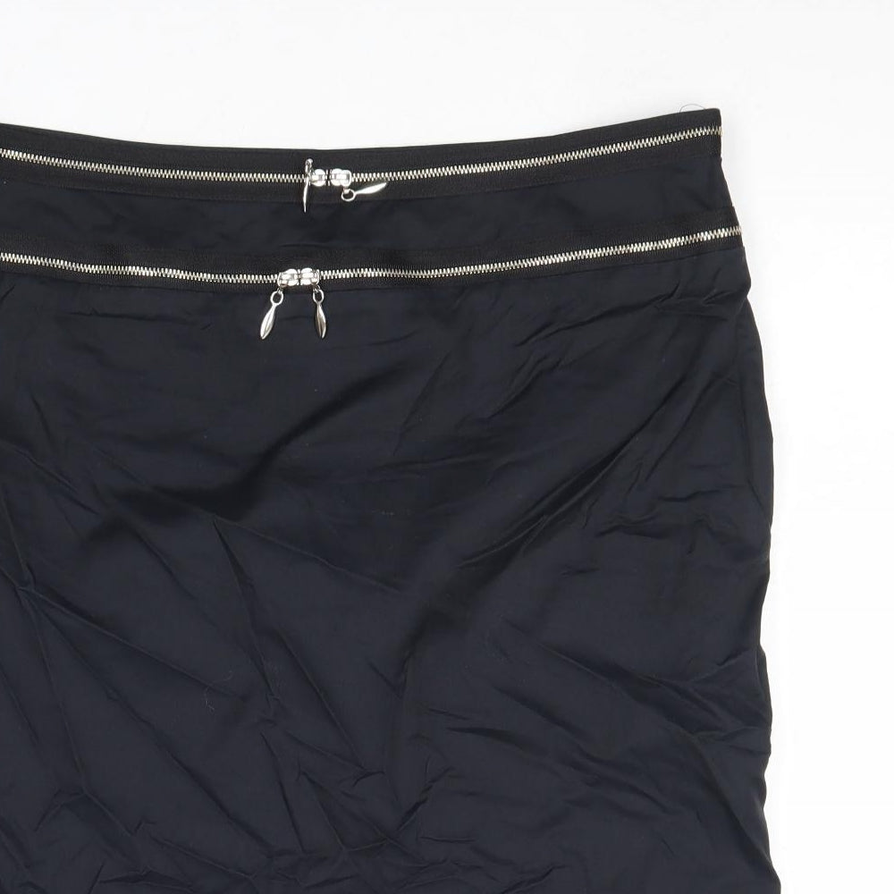 Warehouse Womens Black Cotton Straight & Pencil Skirt Size 14 Zip