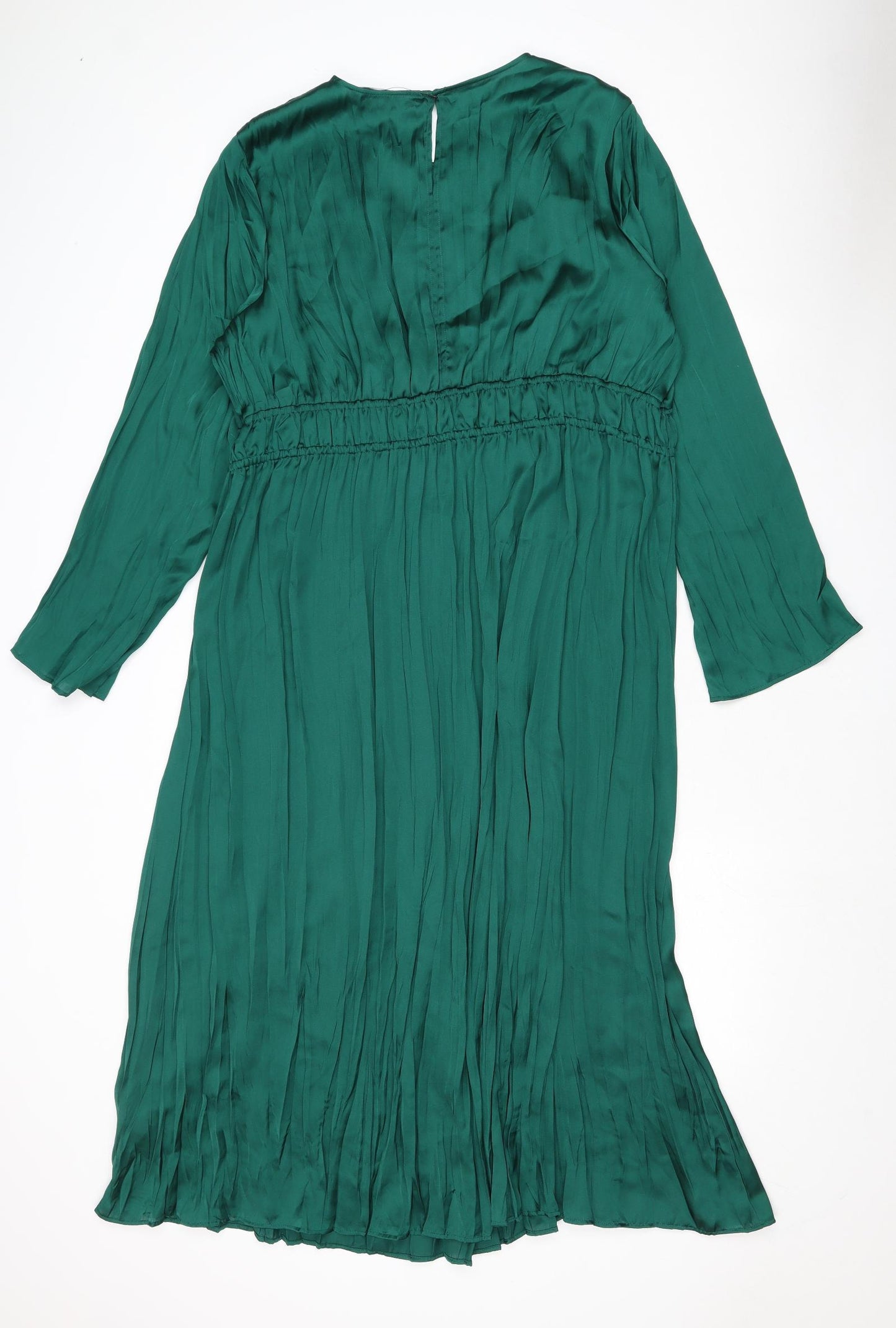 Marks and Spencer Womens Green Polyester A-Line Size 20 Boat Neck Button