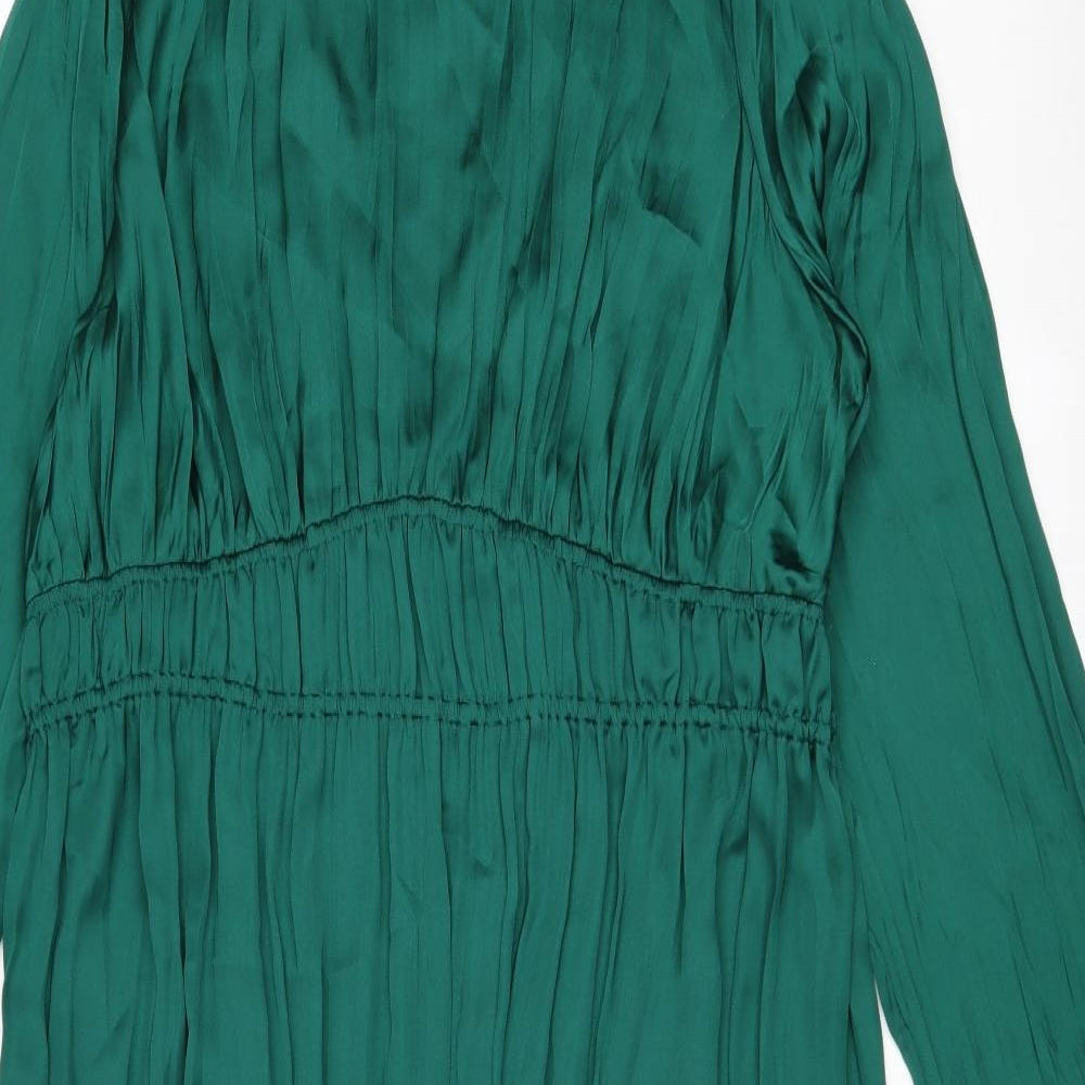 Marks and Spencer Womens Green Polyester A-Line Size 20 Boat Neck Button