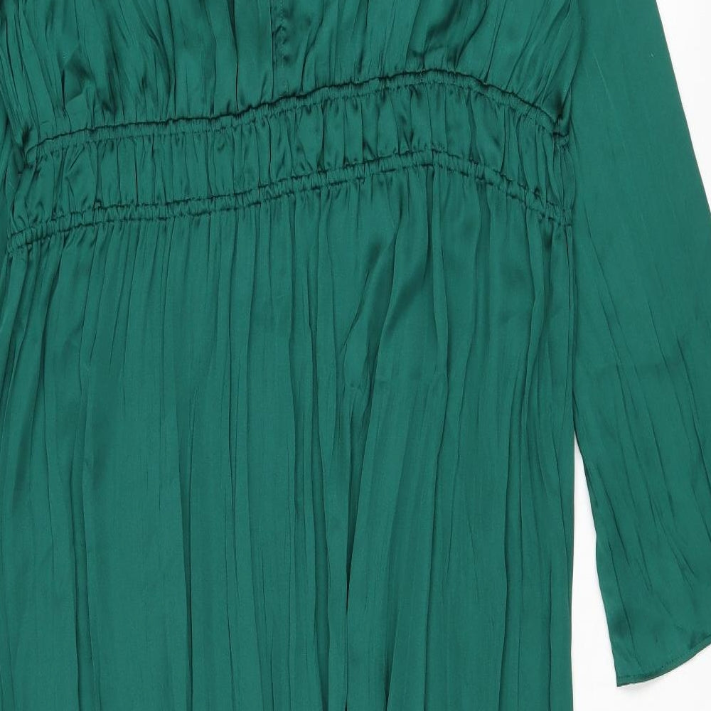 Marks and Spencer Womens Green Polyester A-Line Size 20 Boat Neck Button