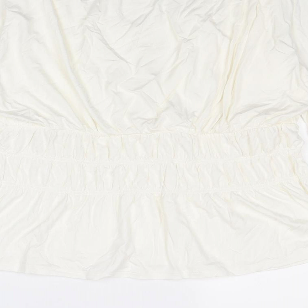 Marks and Spencer Womens Ivory Viscose Basic Blouse Size 14 Round Neck
