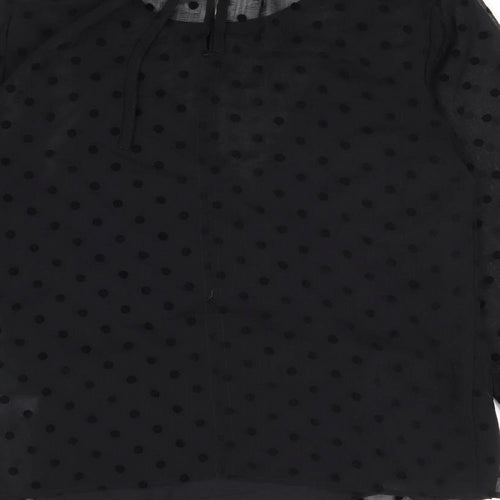 Marks and Spencer Womens Black Polka Dot Polyester Basic Blouse Size 8 Round Neck