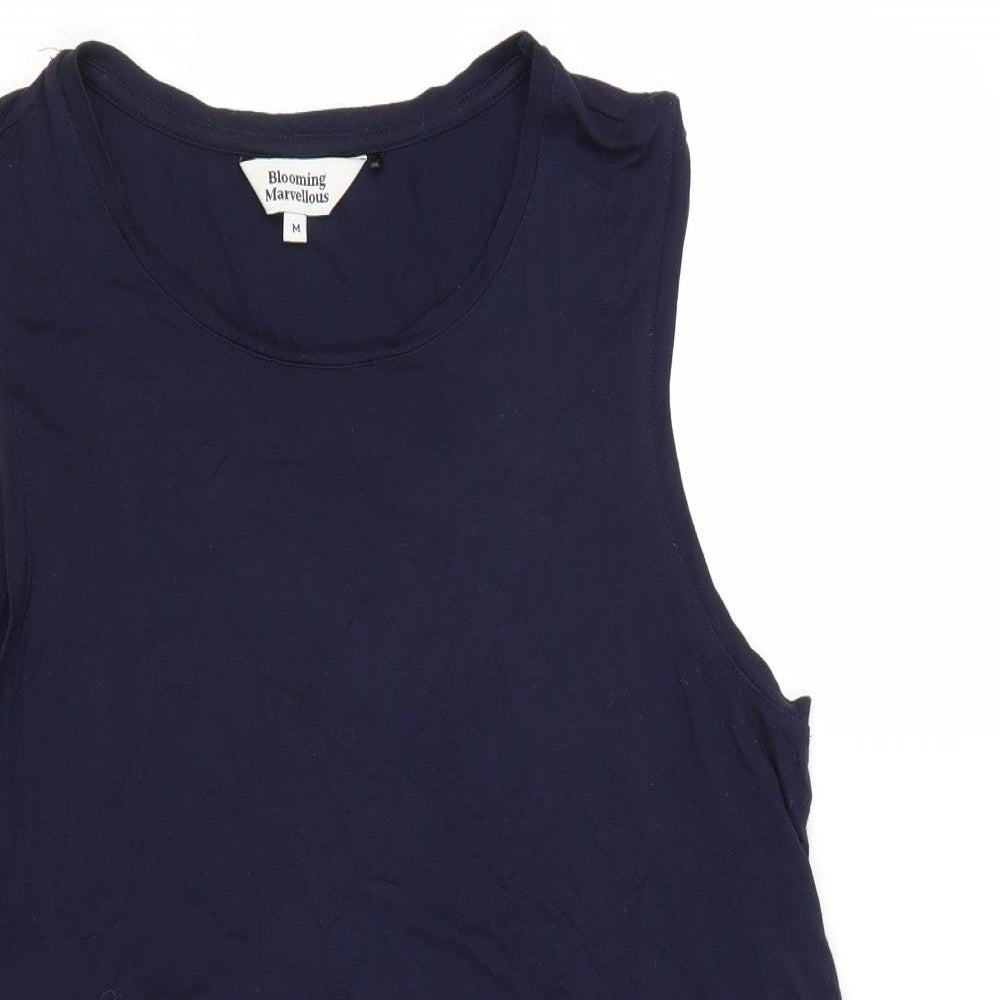 Blooming Marvellous Womens Blue Viscose Basic Tank Size M Round Neck