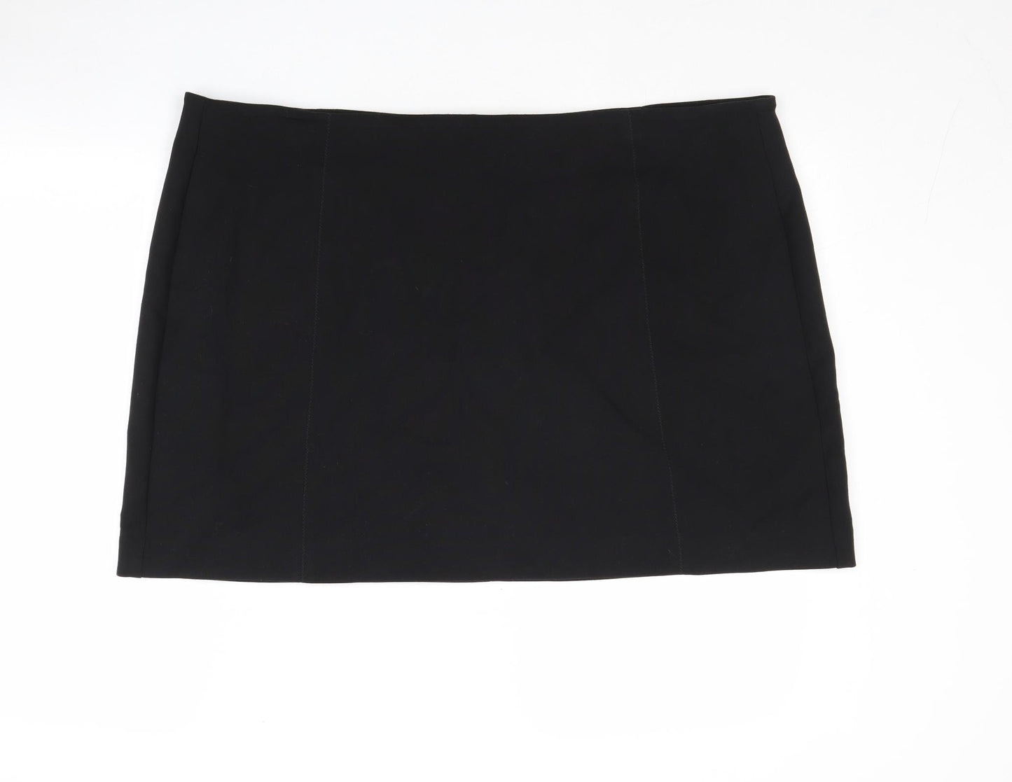 Marks and Spencer Womens Black Polyester A-Line Skirt Size 24 Zip