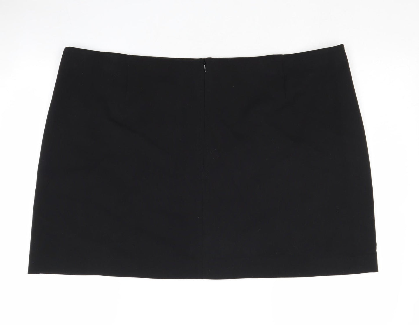 Marks and Spencer Womens Black Polyester A-Line Skirt Size 24 Zip