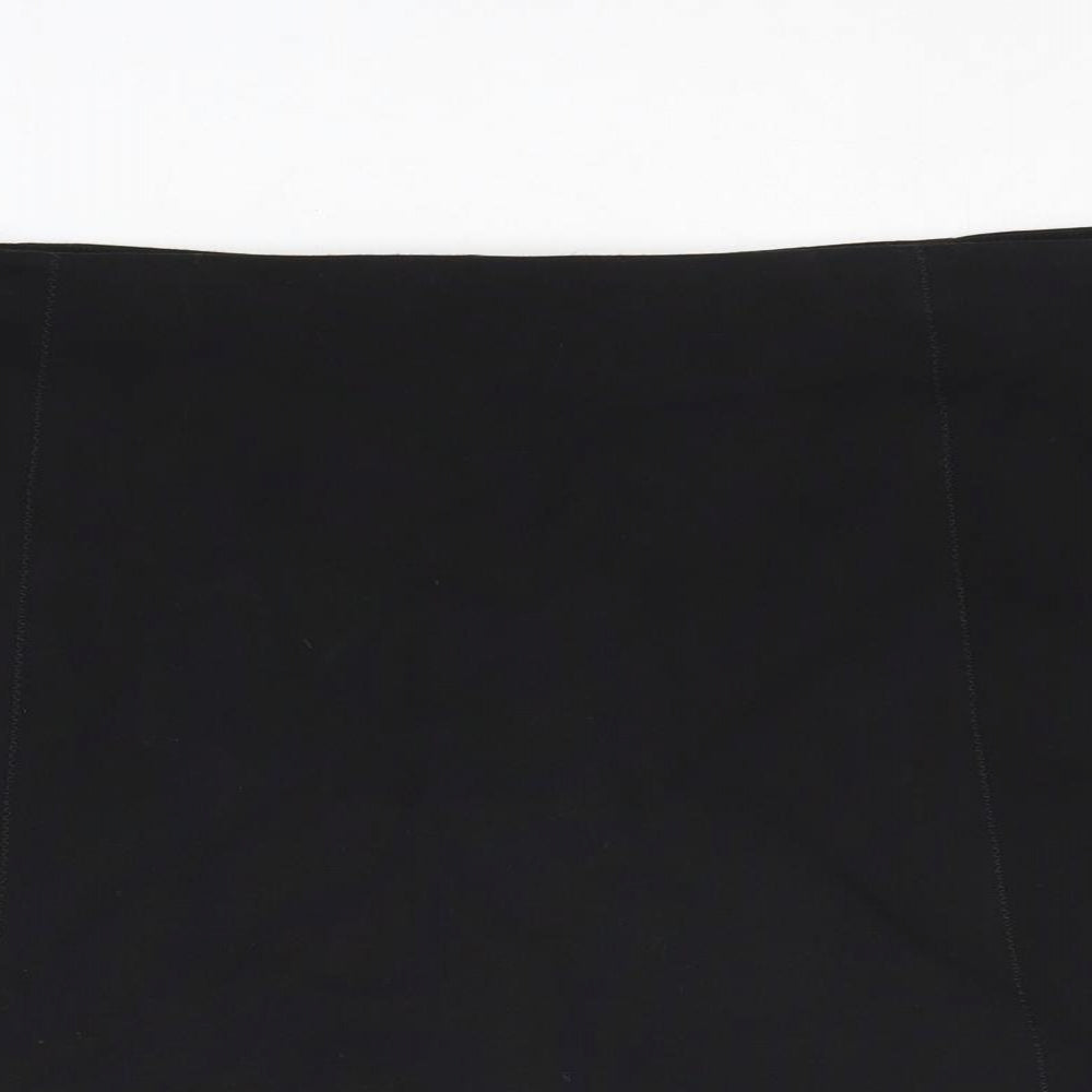 Marks and Spencer Womens Black Polyester A-Line Skirt Size 24 Zip