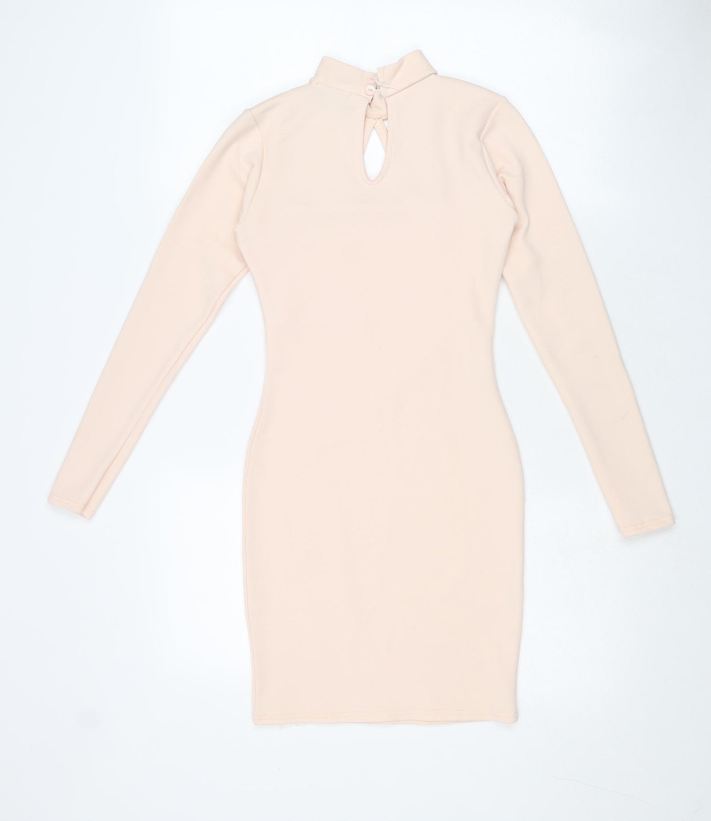 IX LONDON Womens Pink Polyester Bodycon Size 8 Round Neck Button