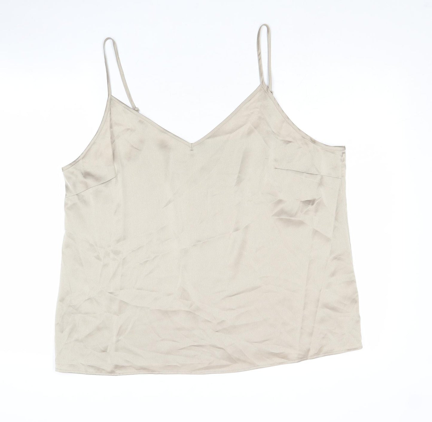 Marks and Spencer Womens Gold Polyester Camisole Tank Size 18 V-Neck