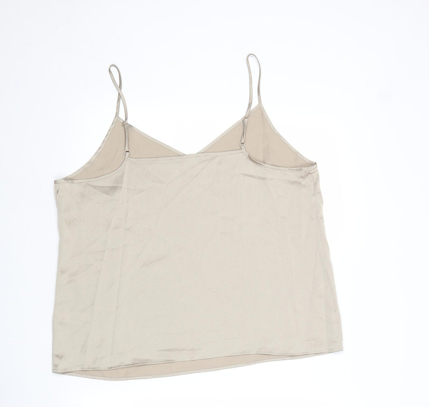 Marks and Spencer Womens Gold Polyester Camisole Tank Size 18 V-Neck