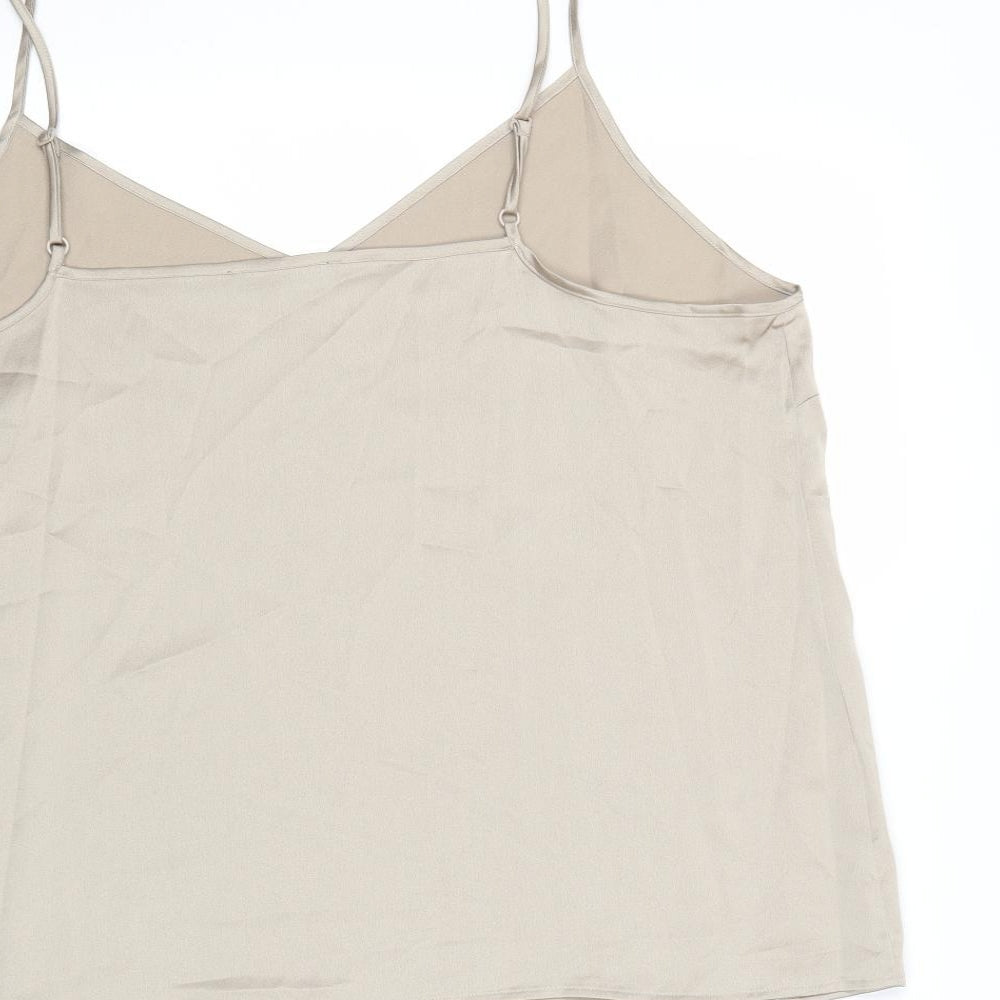 Marks and Spencer Womens Gold Polyester Camisole Tank Size 18 V-Neck
