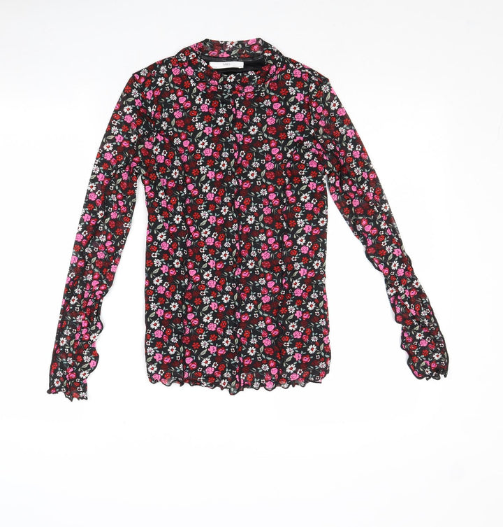 Marks and Spencer Girls Multicoloured Floral Polyester Basic T-Shirt Size 12-13 Years High Neck Pullover