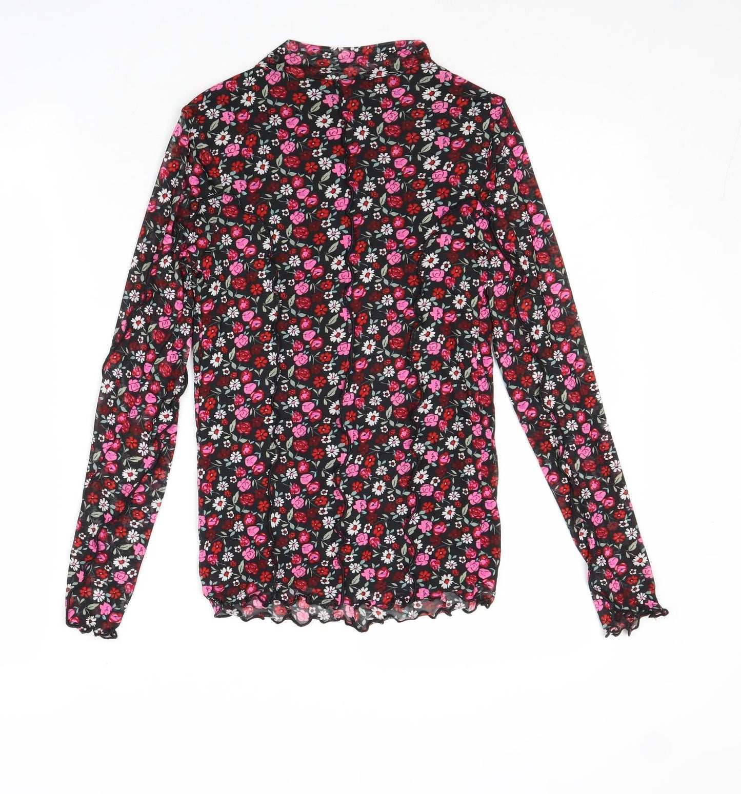 Marks and Spencer Girls Multicoloured Floral Polyester Basic T-Shirt Size 12-13 Years High Neck Pullover