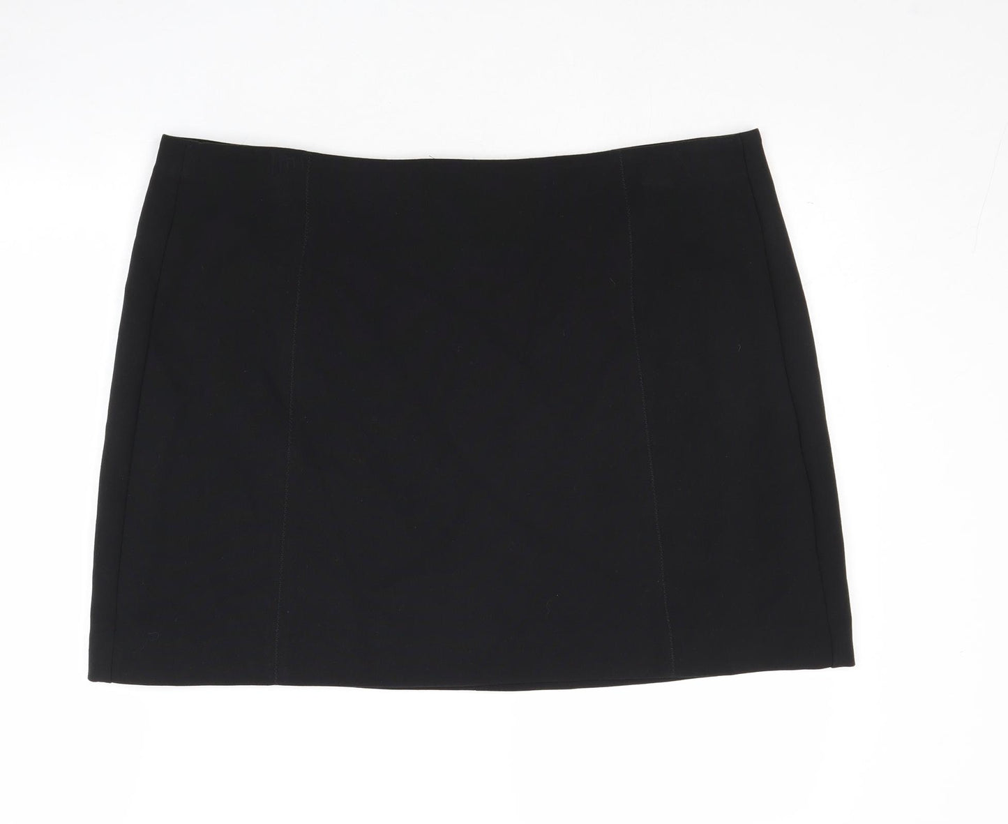 Marks and Spencer Womens Black Polyester A-Line Skirt Size 20 Zip