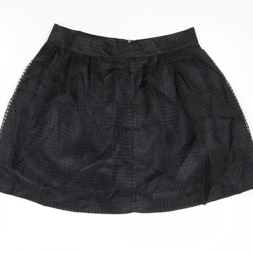 Pure Oxygen Womens Black Geometric Polyester Skater Skirt Size 32 in Zip