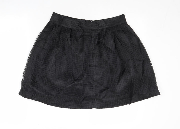 Pure Oxygen Womens Black Geometric Polyester Skater Skirt Size 32 in Zip