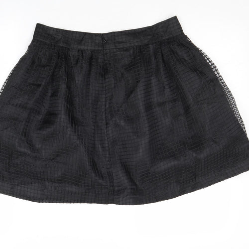 Pure Oxygen Womens Black Geometric Polyester Skater Skirt Size 32 in Zip