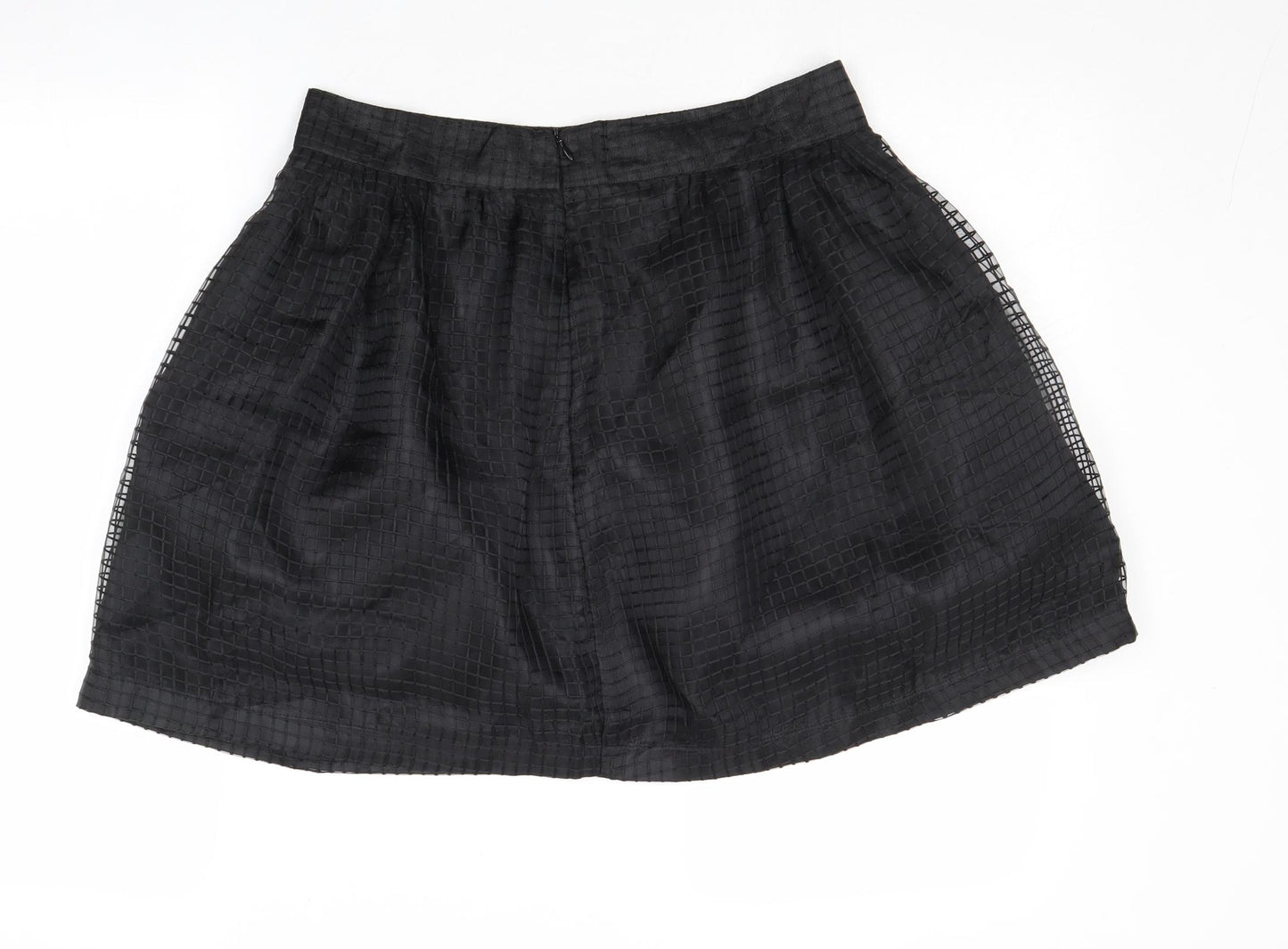 Pure Oxygen Womens Black Geometric Polyester Skater Skirt Size 32 in Zip