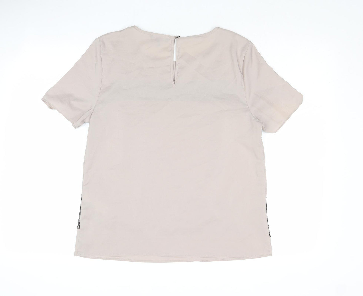 Warehouse Womens Grey Polyester Basic Blouse Size 14 Round Neck - Lace Details