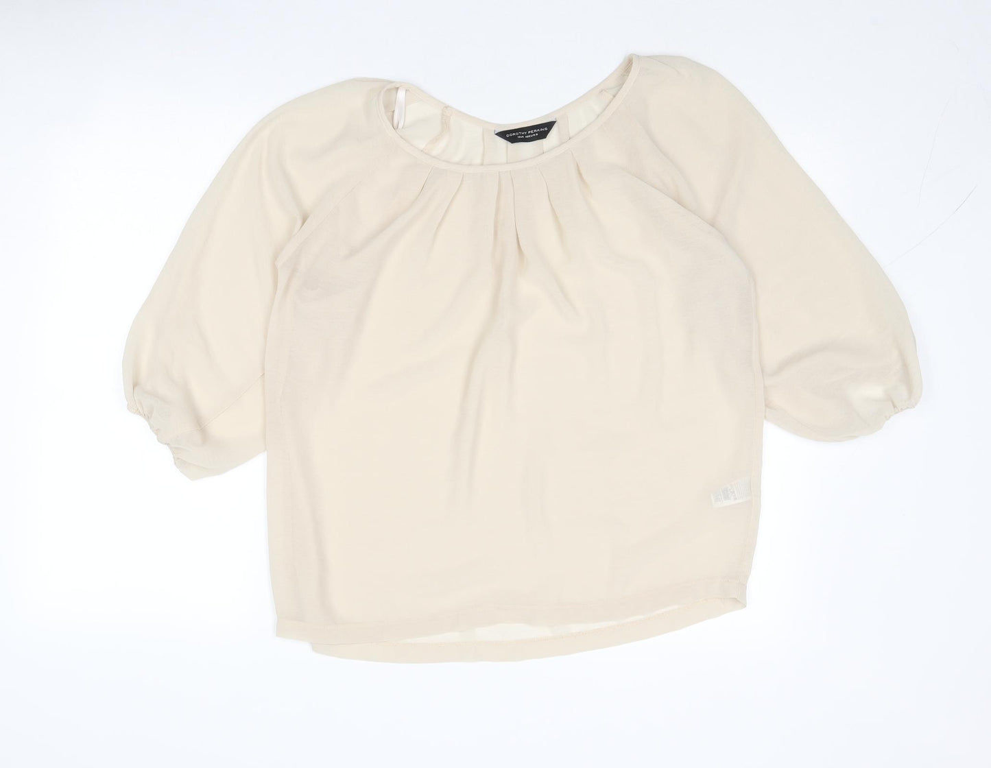 Dorothy Perkins Womens Beige Polyester Basic Blouse Size 12 Round Neck