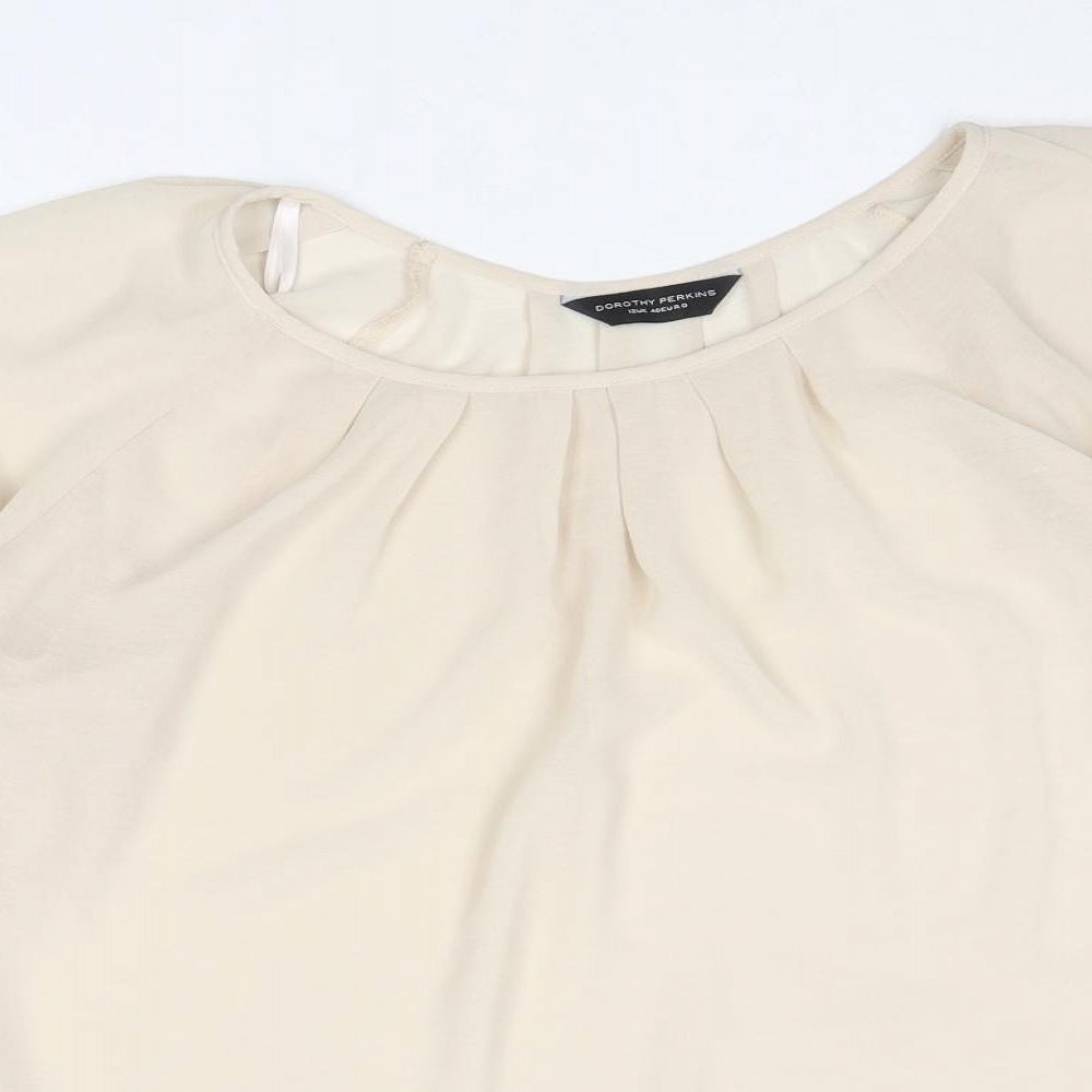Dorothy Perkins Womens Beige Polyester Basic Blouse Size 12 Round Neck