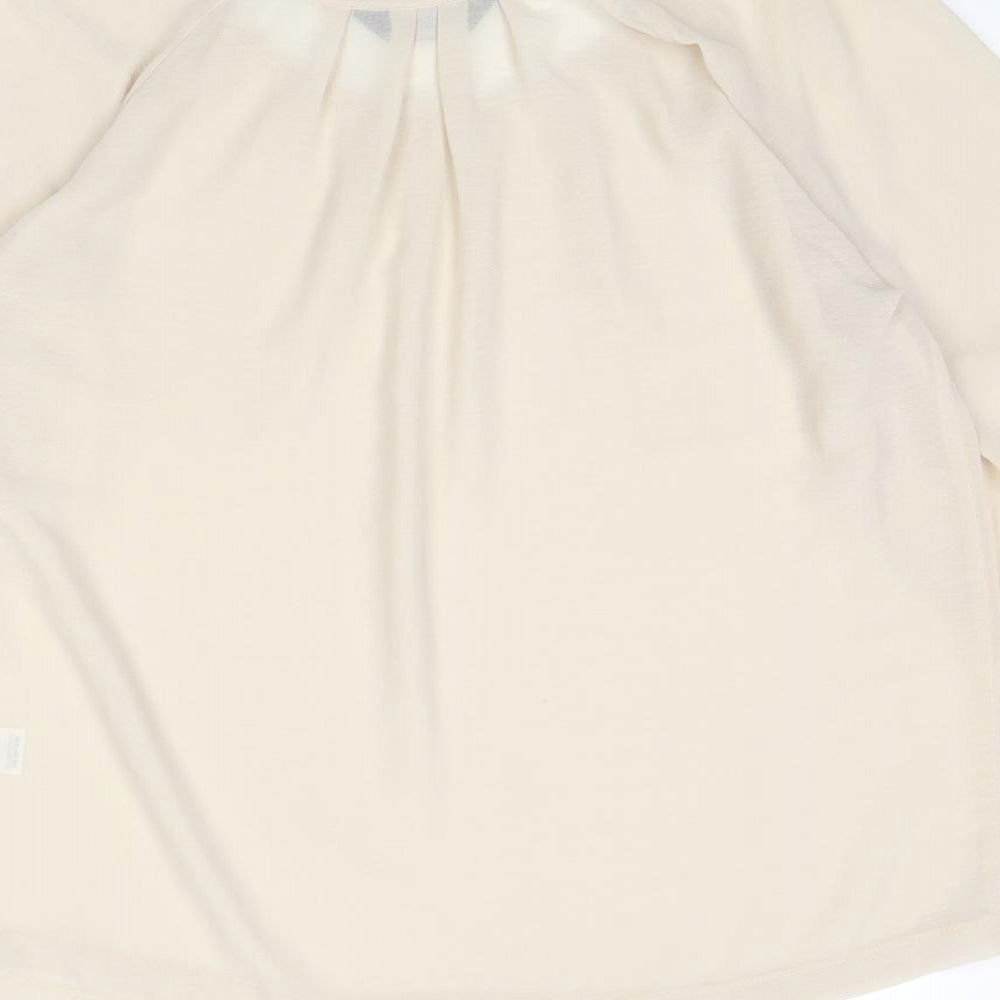 Dorothy Perkins Womens Beige Polyester Basic Blouse Size 12 Round Neck