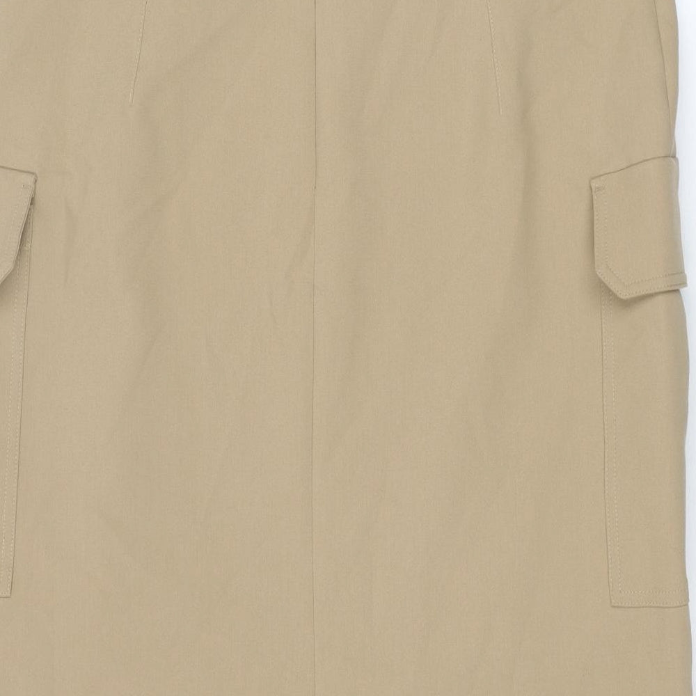 Marks and Spencer Womens Beige Polyester Cargo Skirt Size 16 Zip