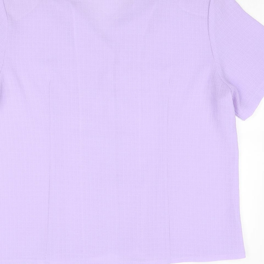 Adam Collection Womens Purple Polyester Basic Button-Up Size 16 Collared