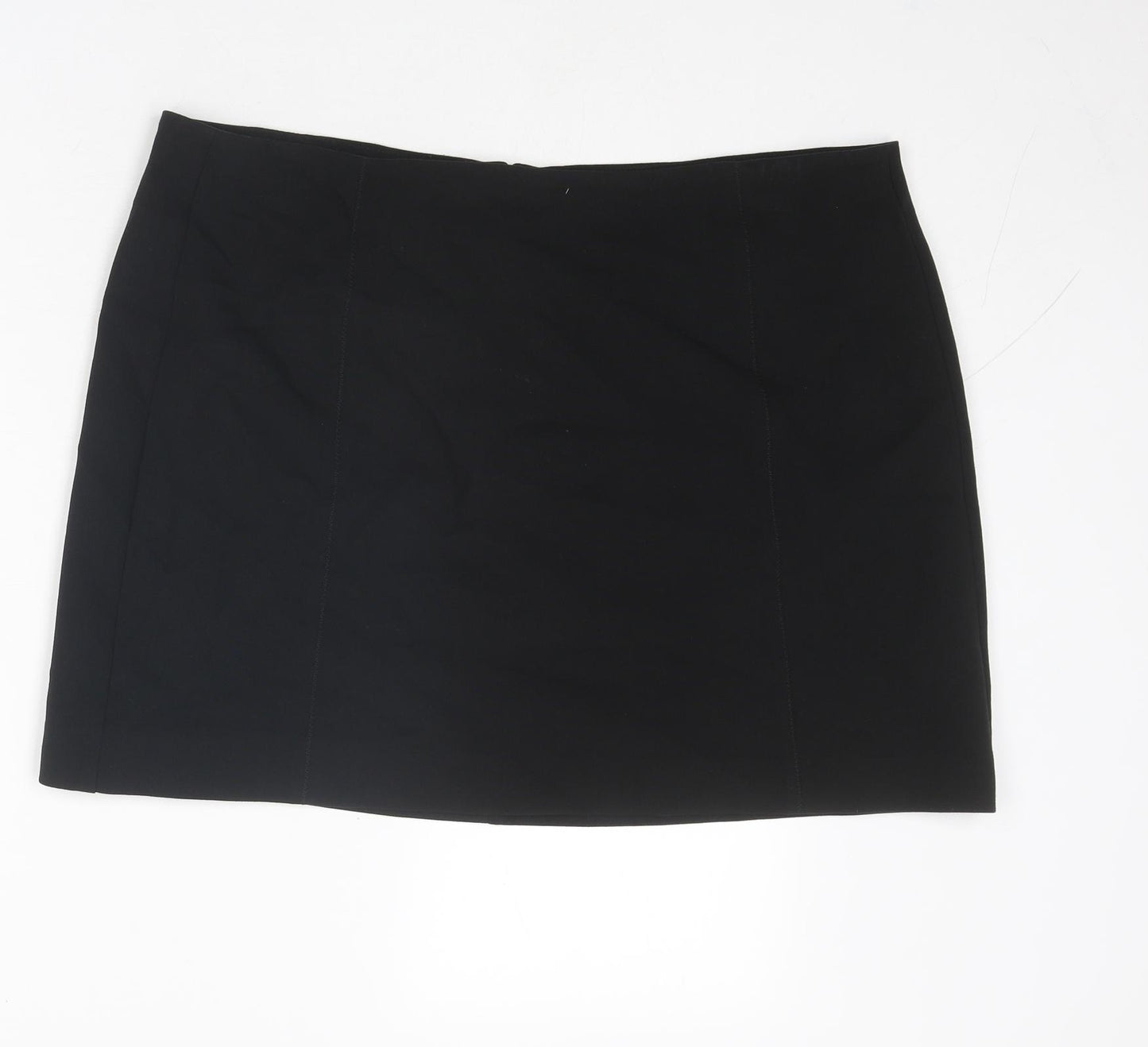Marks and Spencer Womens Black Polyester A-Line Skirt Size 20 Zip