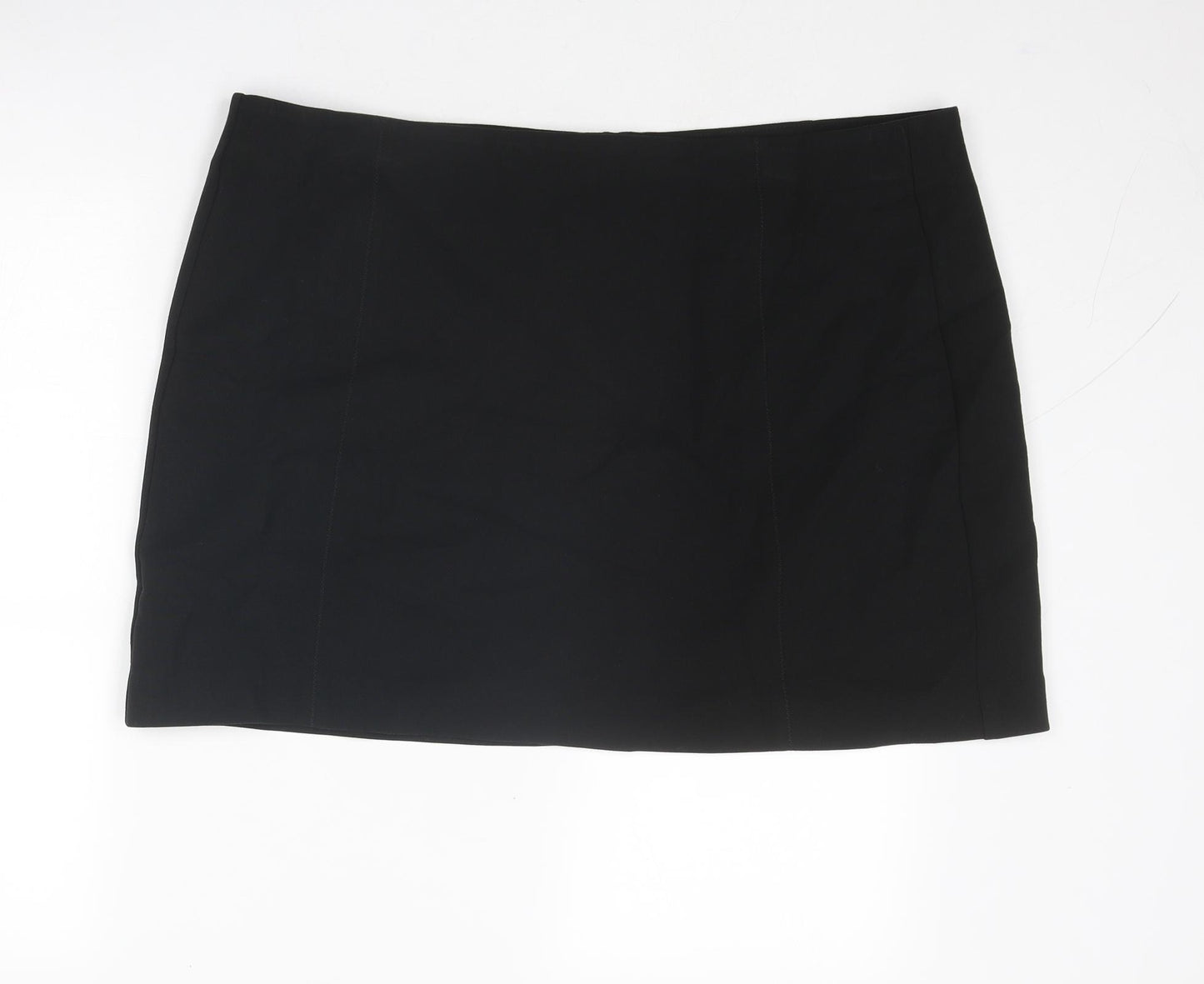 Marks and Spencer Womens Black Polyester A-Line Skirt Size 22 Zip
