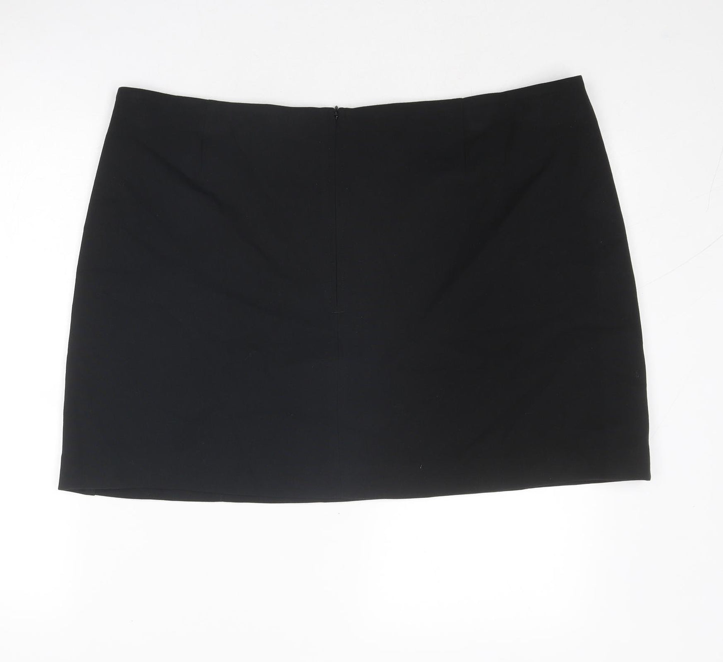 Marks and Spencer Womens Black Polyester A-Line Skirt Size 22 Zip