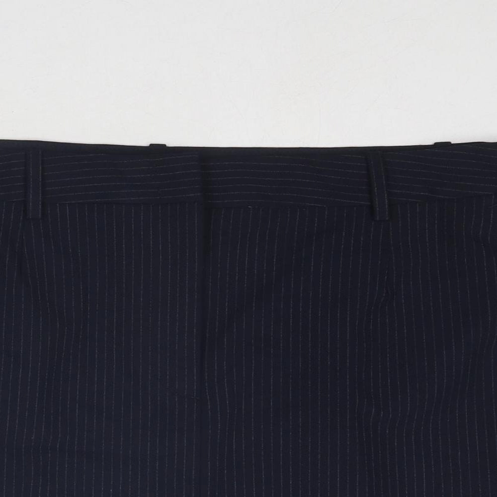 Marks and Spencer Womens Blue Striped Polyester A-Line Skirt Size 20 Zip