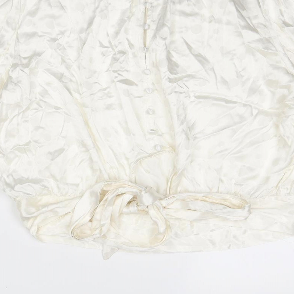 Marks and Spencer Womens Ivory Viscose Basic Blouse Size 18 Boat Neck - Tie Back