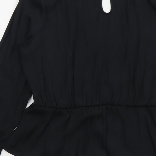 Marks and Spencer Womens Black Polyester Basic Blouse Size 8 V-Neck