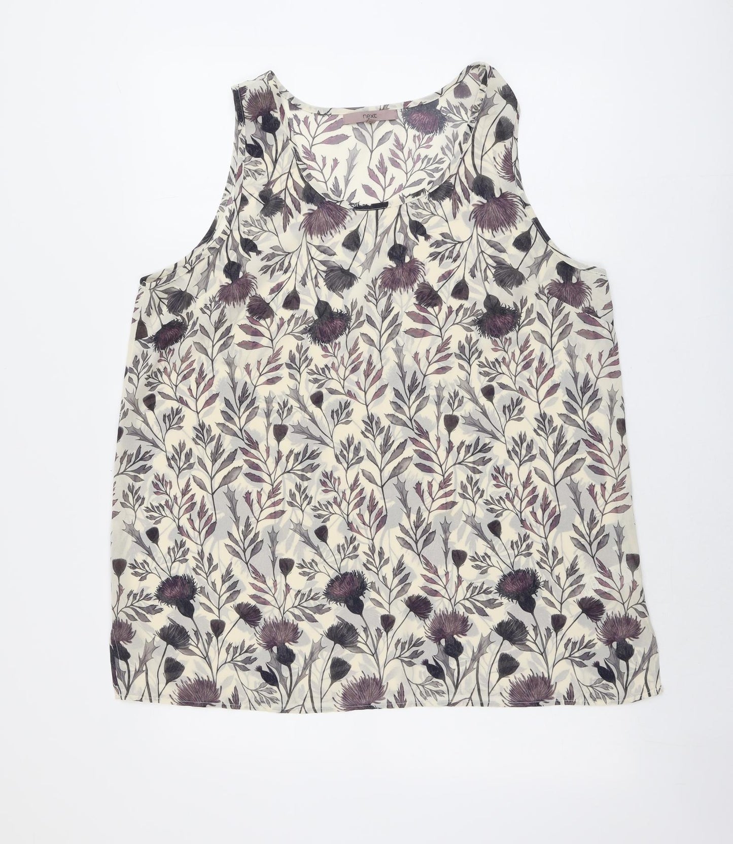 NEXT Womens Beige Floral Polyester Basic Tank Size 18 Round Neck