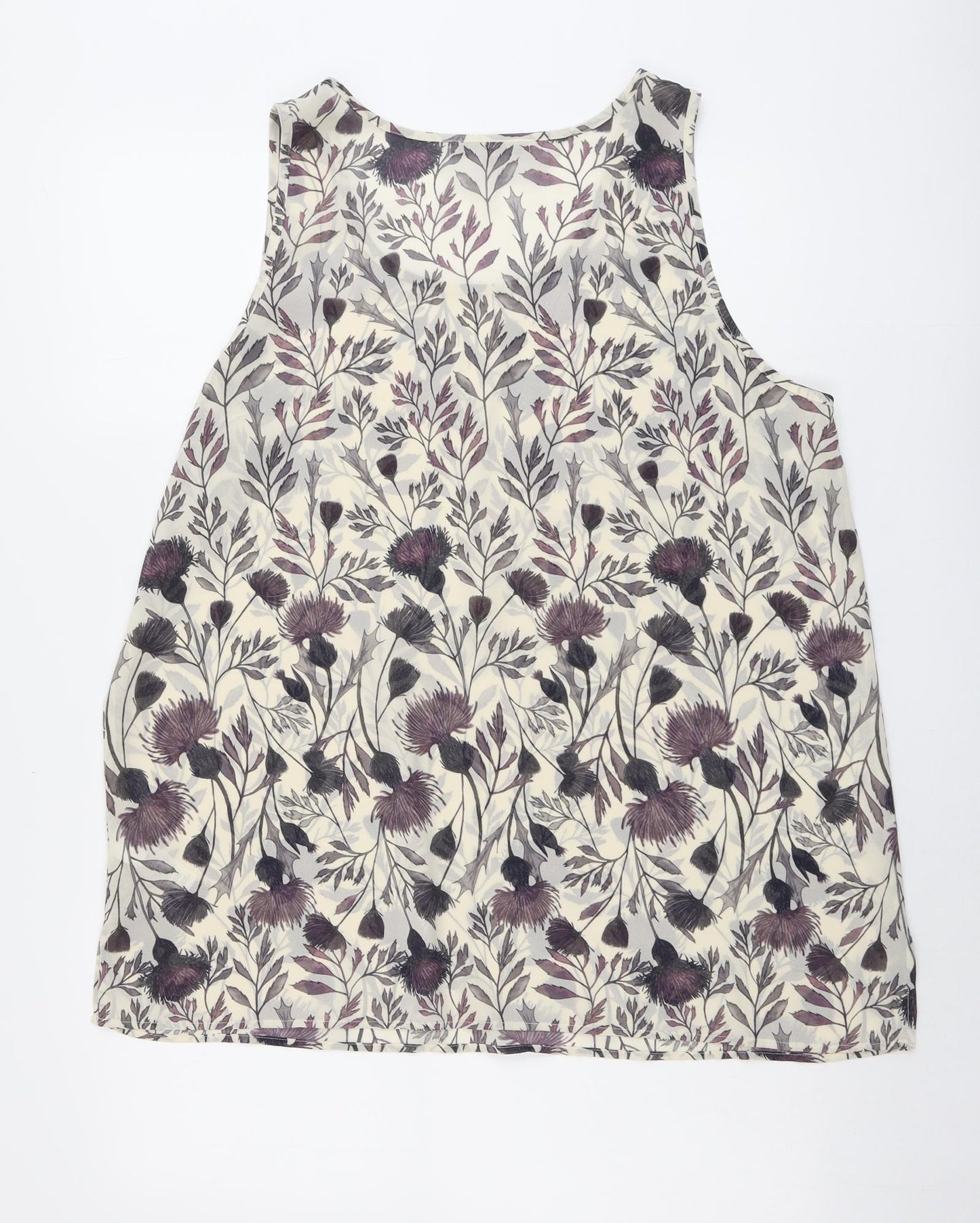 NEXT Womens Beige Floral Polyester Basic Tank Size 18 Round Neck