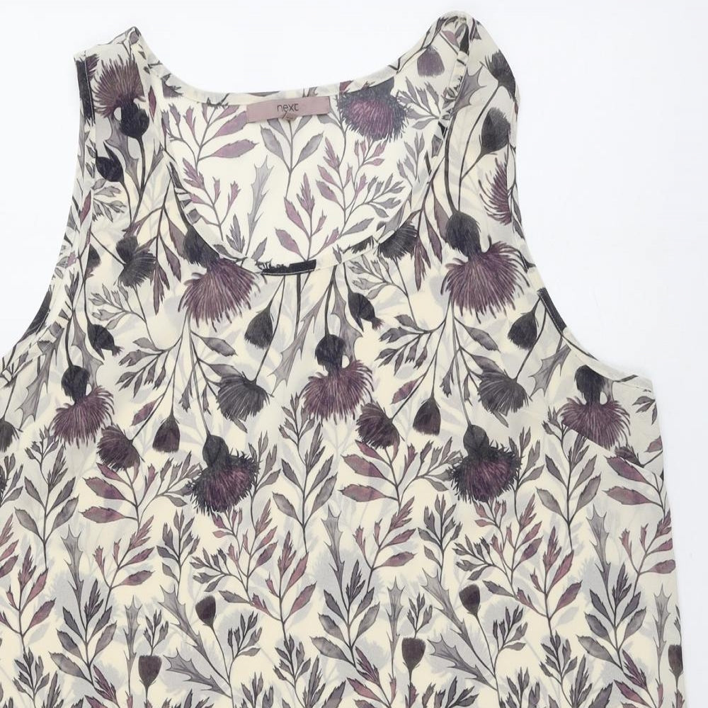 NEXT Womens Beige Floral Polyester Basic Tank Size 18 Round Neck