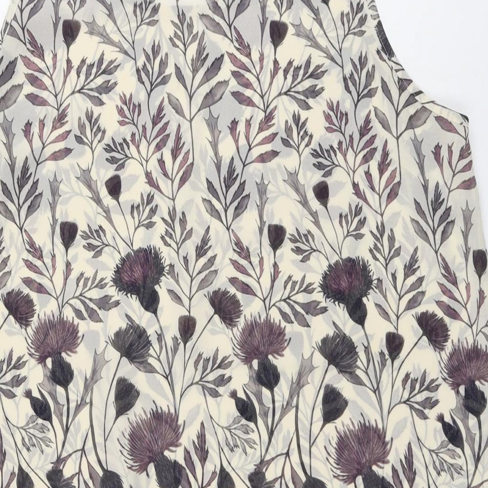 NEXT Womens Beige Floral Polyester Basic Tank Size 18 Round Neck