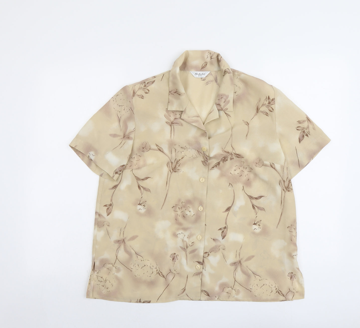 Berkertex Womens Beige Geometric Polyester Basic Button-Up Size 14 Collared
