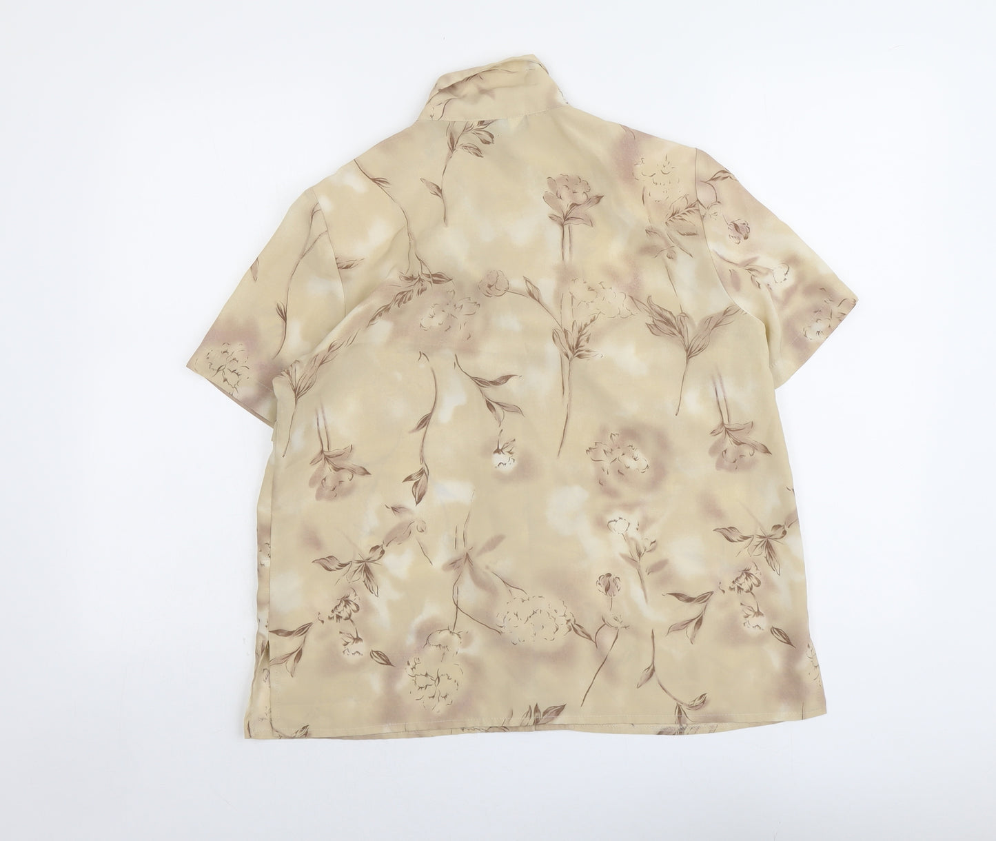 Berkertex Womens Beige Geometric Polyester Basic Button-Up Size 14 Collared