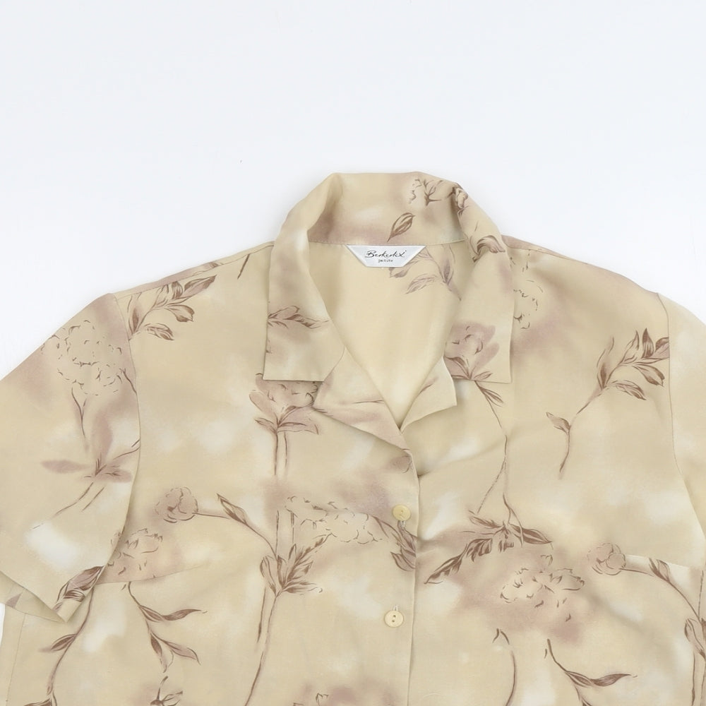 Berkertex Womens Beige Geometric Polyester Basic Button-Up Size 14 Collared