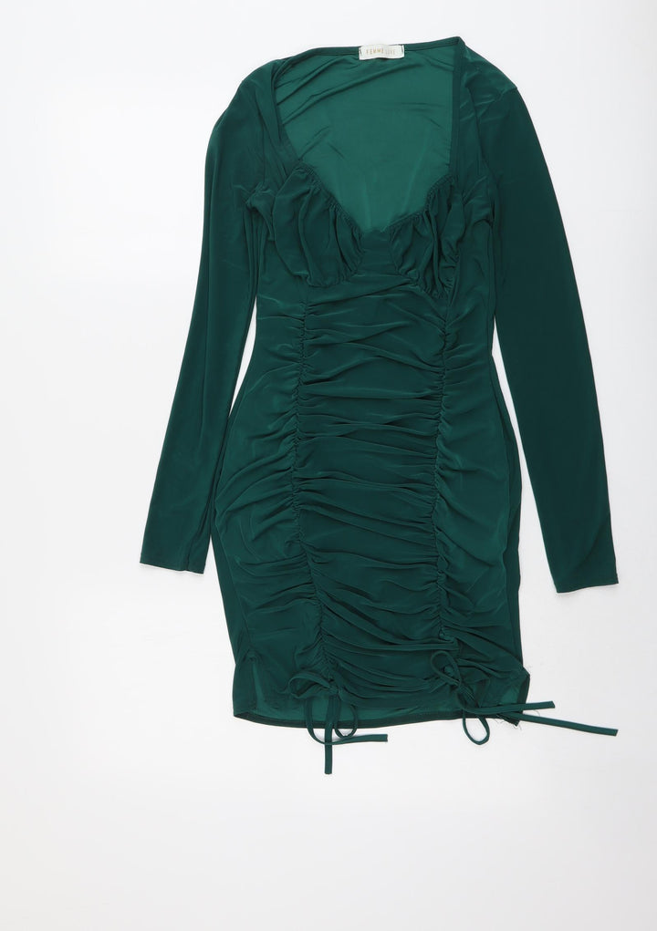 Femme Luce Womens Green Polyester Shift Size 10 Round Neck Pullover