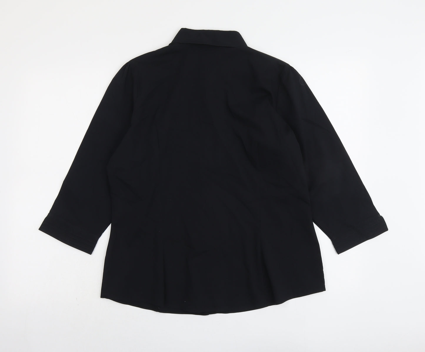 Marks and Spencer Womens Black Polyester Basic Button-Up Size 16 Collared