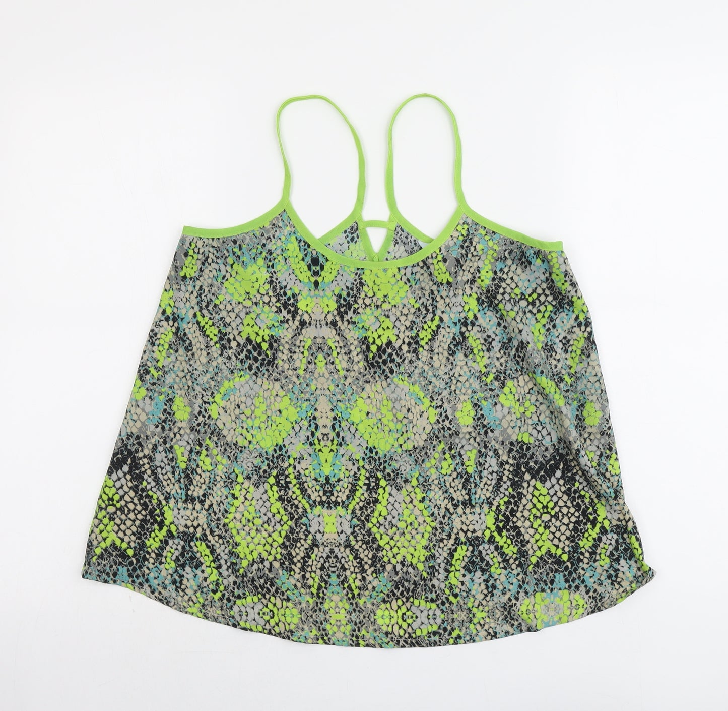 Butterfly Womens Green Geometric Polyester Camisole Tank Size 10 Round Neck