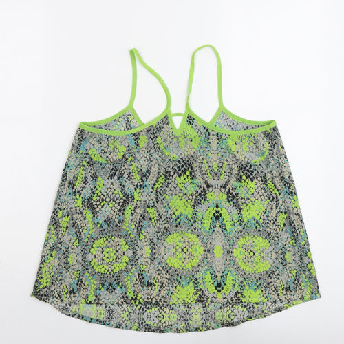 Butterfly Womens Green Geometric Polyester Camisole Tank Size 10 Round Neck