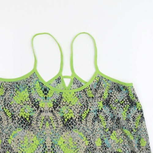 Butterfly Womens Green Geometric Polyester Camisole Tank Size 10 Round Neck