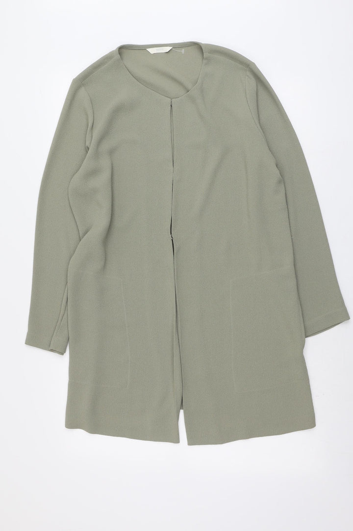 Marks and Spencer Womens Green Overcoat Coat Size 14 Hook & Eye