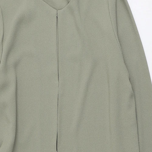 Marks and Spencer Womens Green Overcoat Coat Size 14 Hook & Eye