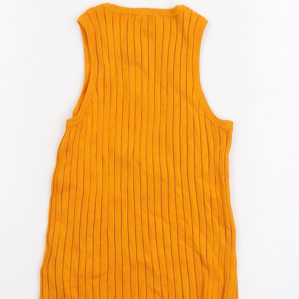 H&M Girls Orange Viscose Basic Tank Size 10-11 Years Round Neck Pullover